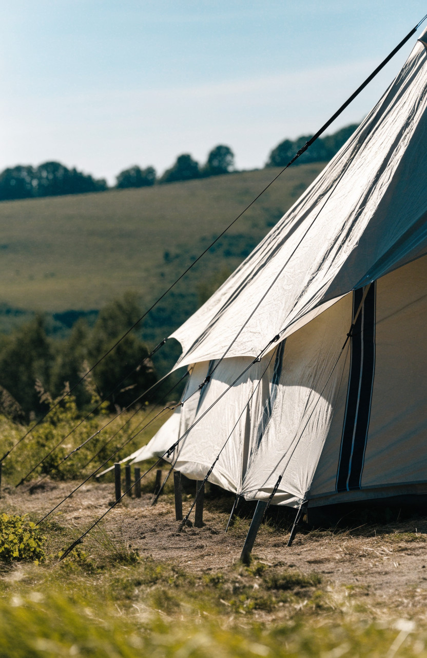Tent with narrow end into wind and tight guylines