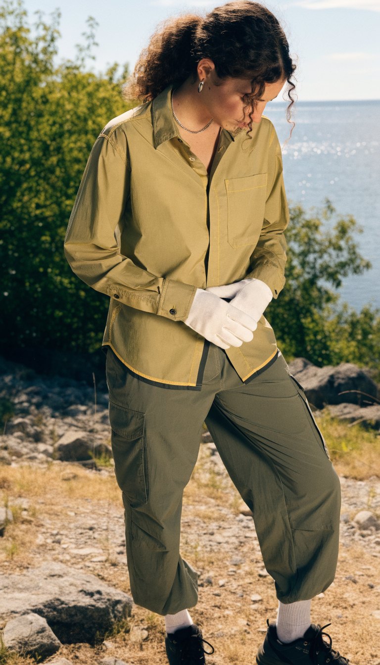men's summer camping bug protection outfit with long sleeve shirt and trail pants