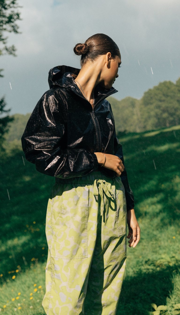 men's summer camping rain outfit with packable rain jacket and hiking pants
